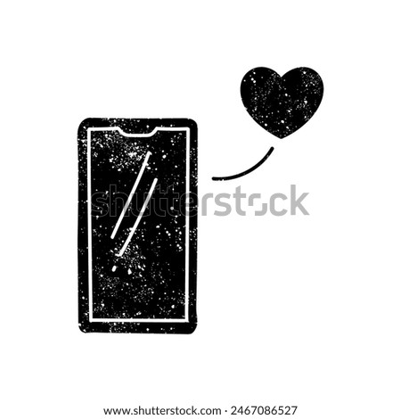 Love message black hand drawn icon in grunge look