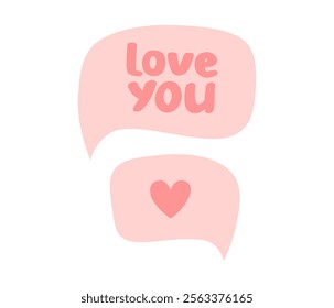 Love message bubble with heart. Online social media notification. Romantic symbol. Valentine's day element. Flat Vector illustration isolated on white background