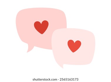 Love message bubble with heart. Online social media notification. Romantic symbol. Valentine's day element. Flat Vector illustration isolated on white background 