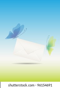 Love message with butterflies, vector illustration, eps10, easy editable