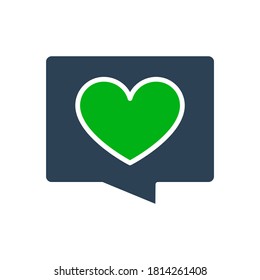 Love message colored icon. Heart in speech bubble, like, feedback symbol