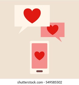 love message , couple chat. cute romance and lovely design concept. vector illustration.