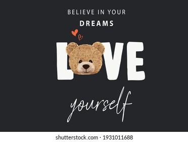 Love message design with hand drawn design teddy bear