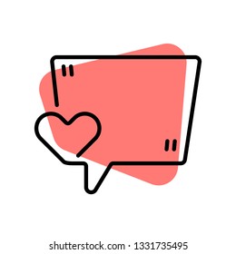Love message. Flat vector illustration of speech bubble with place for text.