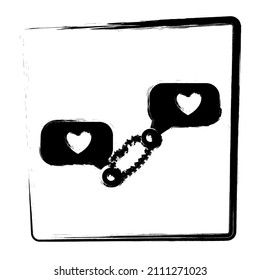 trazos de pincel de cuadro de mensaje de amor, ilustración vectorial.