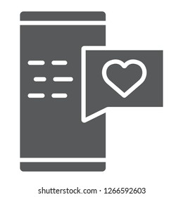 Love message glyph icon, chat and romance, romantic chat sign, vector graphics, a solid pattern on a white background, eps 10.
