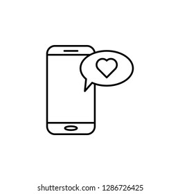 love message, heart chat icon. Simple thin line, outline vector of valentines day set icons for UI and UX, website or mobile application on white background