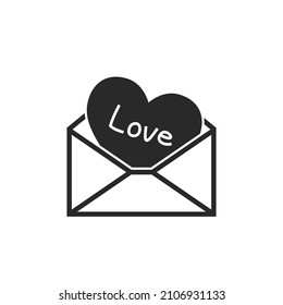 love message, heart in envelope. romantic and love symbol. element for valentine's day design. isolated vector image