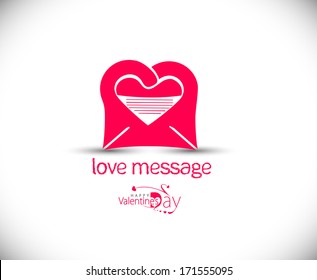 Love message with heart shape, isolated vector symbol