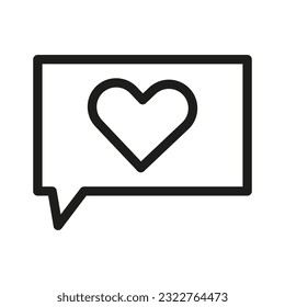 Love message. heart in speech bubble icon. good feedback. Vector illustration. stock image.