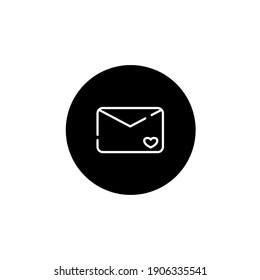 Love message icon in black round style. Love and affection icon