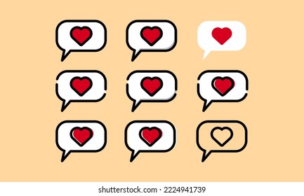 love message icon. bubble love , bubble vector and flat bubble. flat style - stock vector.	