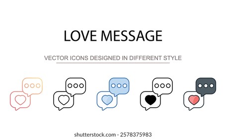 Love Message icon design with white background stock illustration