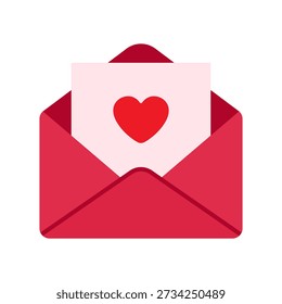 Love message icon with envelope and heart. Symbol of romantic email, valentine card, affection, dating communication, relationship message, wedding invitation and emotional correspondence.