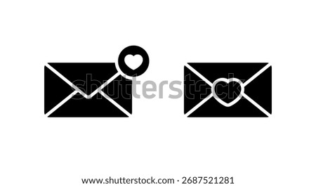 Love message icon. Envelope with heart symbol. Romantic email sign