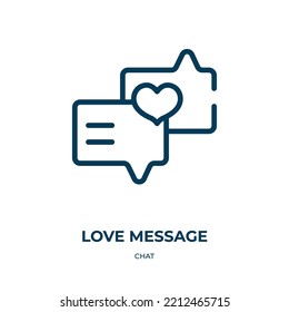 Icono de mensaje de amor. Ilustración vectorial lineal de la colección de chat. Símbolo del icono de mensaje de amor de contorno. Símbolo de línea delgada para uso en aplicaciones web y móviles, logotipo, medios impresos.
