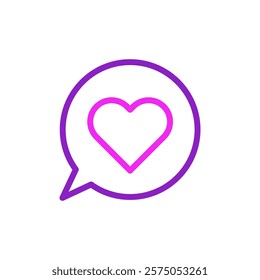 Love Message Icon Purple Outline