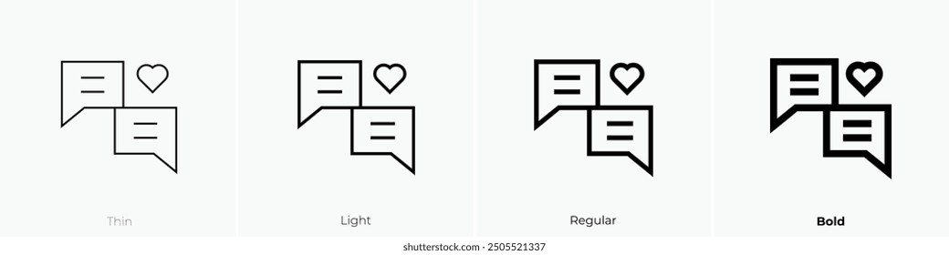 love message icon. Thin, Light Regular And Bold style design isolated on white background