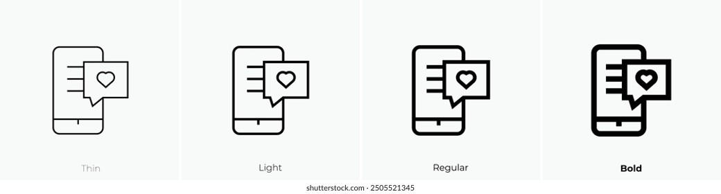 love message icon. Thin, Light Regular And Bold style design isolated on white background