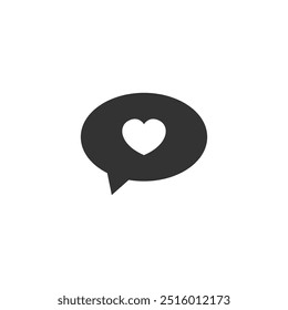 Love Message Icon vector. Chat line icon with heart inside.