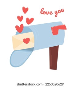 Love message. Letter. Mail. Valentine's Day. Elements on a white background. Card.