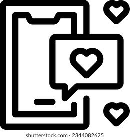 Love Message Line Icon - Single Icon, Vector