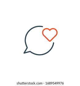 Love message, linear heart in speech bubble icon, good feedback. Stock Vector illustration isolated on white background.