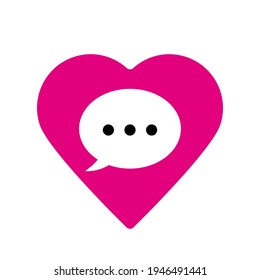 Mensaje de amor, corazón lineal en el icono de la burbuja de habla. Vector
