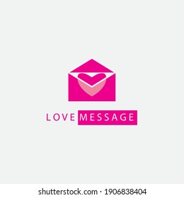 love message logo illustration envelope, heart vector design