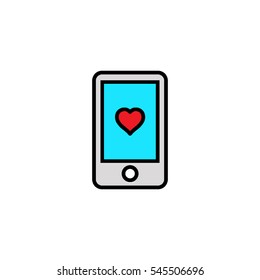 Love message on the screen of the mobile phone