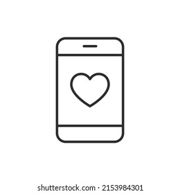 Mensaje de amor en el icono de la pantalla del smartphone. Ilustración vectorial negra de alta calidad.