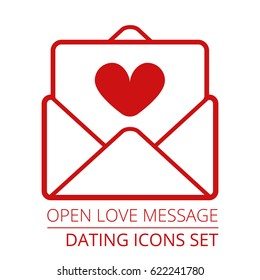 Love message open thin line vector icon EPS10