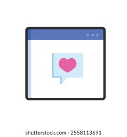 love message page with outline in flat vector design.