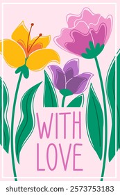 Love message postcard floral design