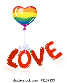 Love message with rainbow balloon