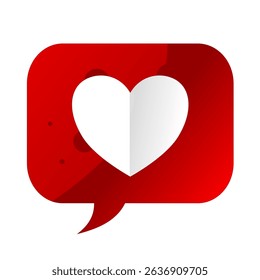 Love message, red speech bubble with heart – vector icon	
