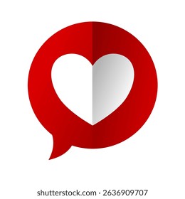 Love message, red speech bubble with heart – vector icon	