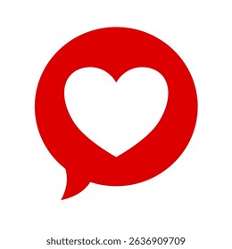 Love message, red speech bubble with heart – vector icon	
