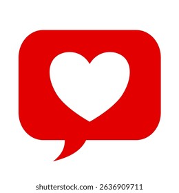 Love message, red speech bubble with heart – vector icon	