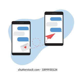 Love message sent via phone vector illustration. 