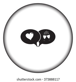 Love message simple icon on colorful round background