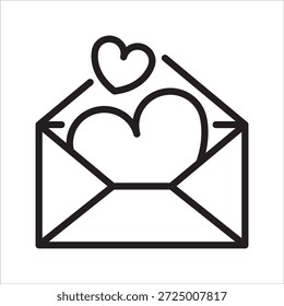 Icono de línea simple de mensaje de amor