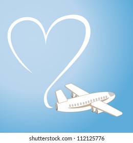 the love message in the sky by means of the plane (vector)