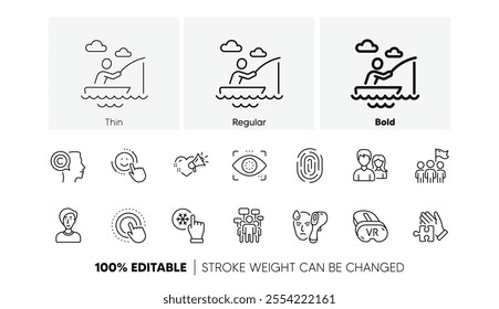 Love message, Smile and Click hand line icons. Pack of Writer, Electronic thermometer, Leadership icon. Eye detect, Businesswoman person, Freezing click pictogram. Puzzle, Voting campaignVr. Vector