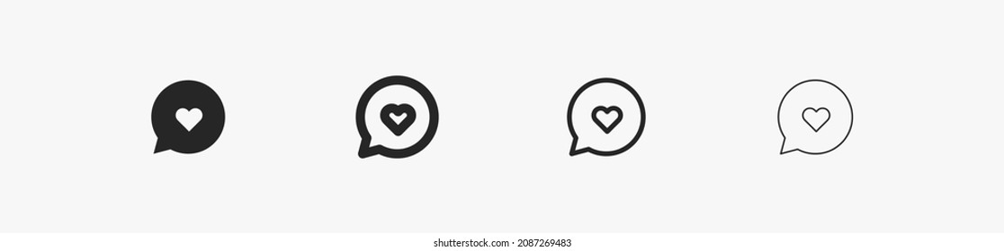 Love message. SMS with heart vector icon isolated on white backgroud. Black outline