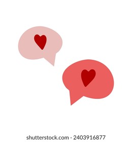 A love message in social media. Hand drawn chat notification isolated on white background.