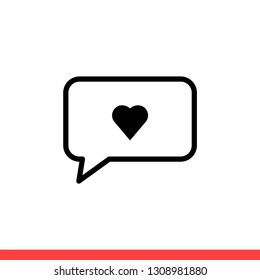 Love message vector icon, happy communication symbol. Simple, flat design for web or mobile app