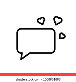 Love message vector icon, happy communication symbol. Simple, flat design for web or mobile app