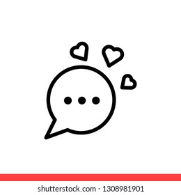 Love message vector icon, happy communication symbol. Simple, flat design for web or mobile app