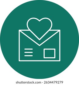Love Message Vector Line Circle Icon Design